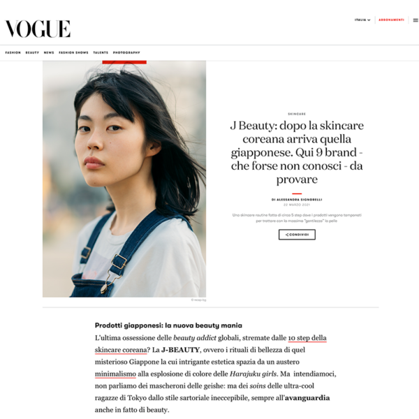 VOGUE Italy Features J-Beauty and the EDOBIO Moisturizing Cleansing Bar